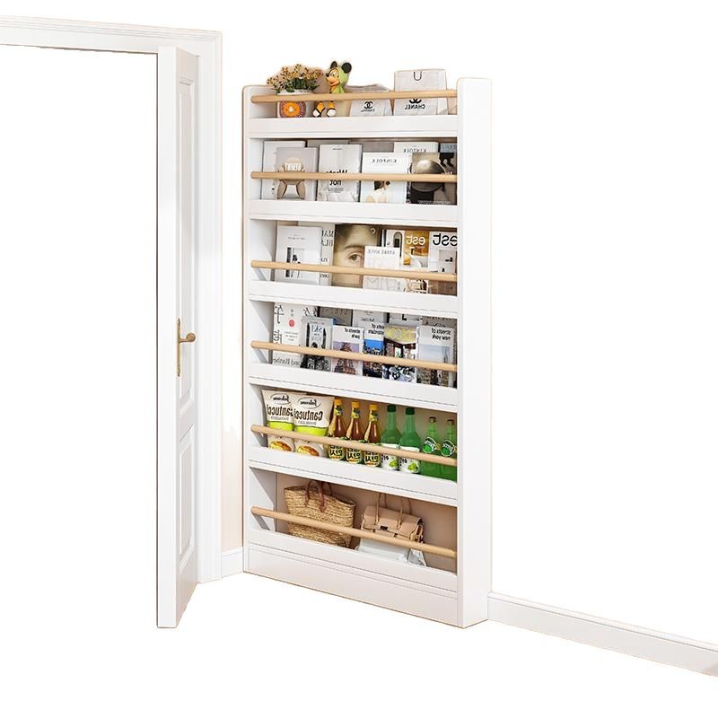 Estante trasero de puerta de madera maciza, hogar, piso ultrafino, todo en uno contra la pared, estante de exhibición de gabinete estrecho