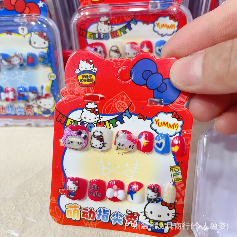 New Cute Girly Nail Stickers with Cartoon Designs, Adhesive-Backed Wearable Nails for Girls, Fun and Adorable Nail Stickers