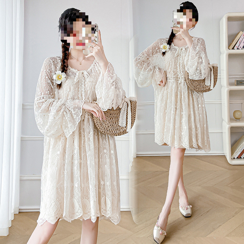Maternity Two-Piece Set with a Strap Dress, Loose New Style for Spring and Autumn, Bohemian Beach Vacation Dress for Women