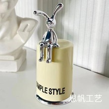 厂家直销创意UV长脚兔子工艺品牙签筒杯盖把手配件纸巾收纳盒摆件