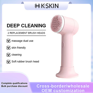 Cleanser Vibration Massage Double-headed Silicone Brush Cleanser Facial Brush Pore Cleaner Electric Cross-border Neutral