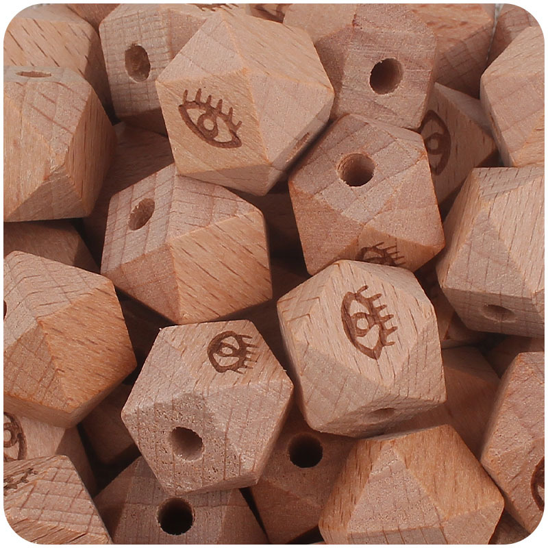 16mm madera cruda haya con ojos molar juguete accesorios DIY teether pulsera pezón cadena collar materias primas