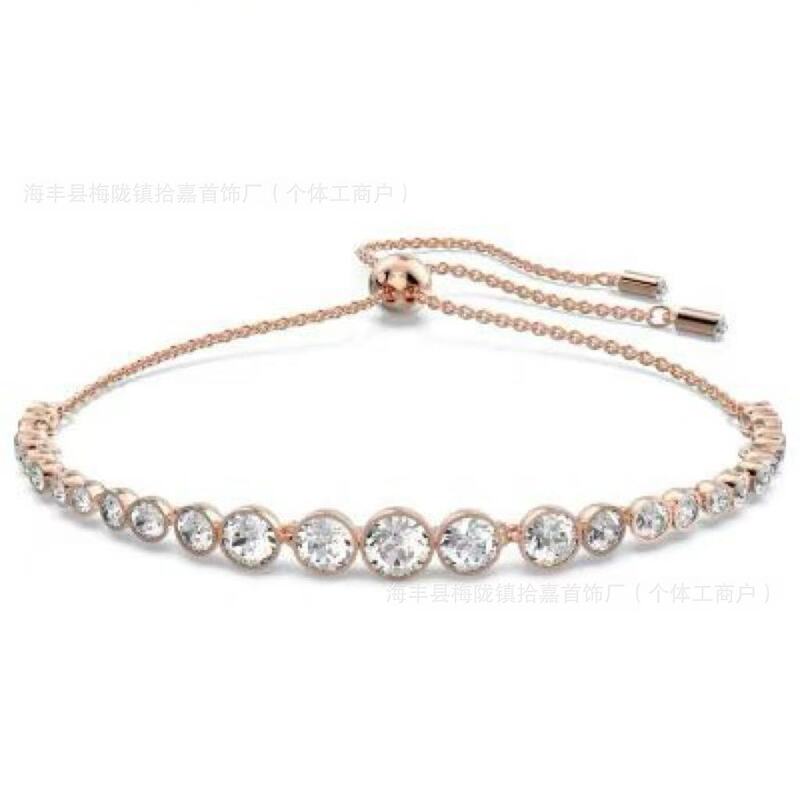 施家Emily圆形满钻彩色水晶手链蓝色时尚简约流行轻奢跨境饰品|undefined