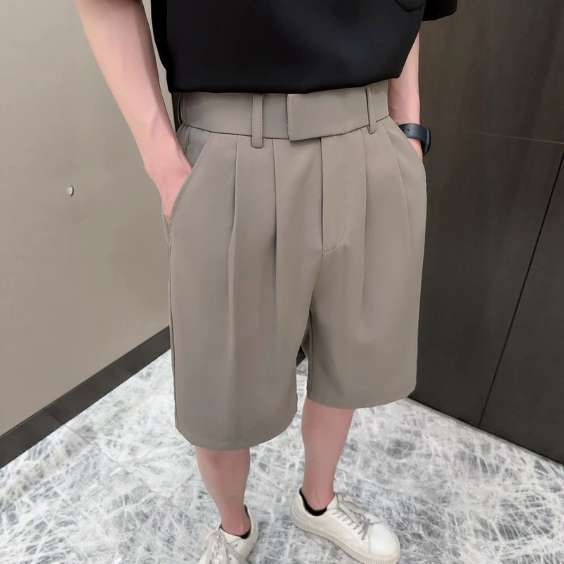 Summer High-End Thin Five-Point Pants Korean Style Straight-Leg Mid-Length Pants Men's Casual Pants Trendy Over-The-Knee Suit Shorts Summer High-End Thin Five-Point Pants Korean Style Straight-Leg Mid-Length Pants Men's Casual Pants Trendy Over-The-Knee Suit Shorts