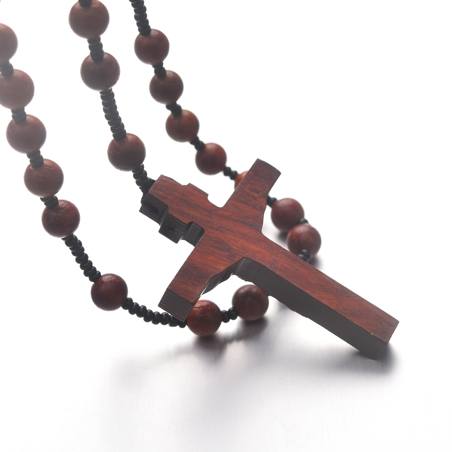 Cruces talladas en madera collar de madera de sandalwood colgante de rosario colgante MYL - 012 - 01
