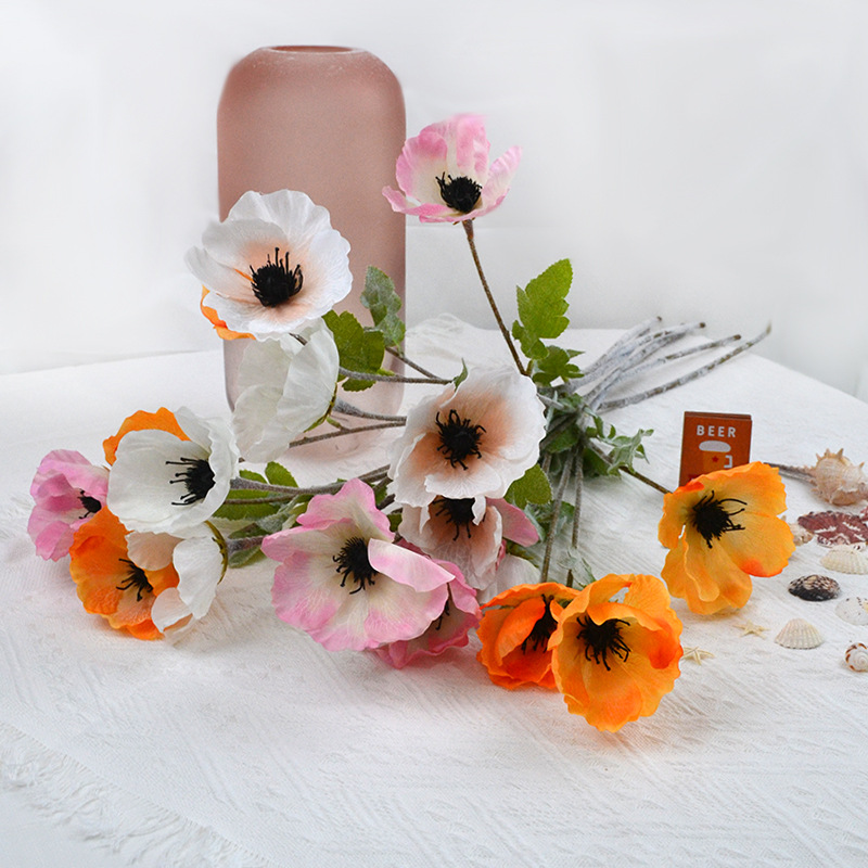 New simulation of high-end Anemone flower flocking Anemone indoor home decorations ornaments poppy artificial flower