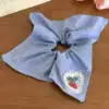 Light denim scarf, with embroidery