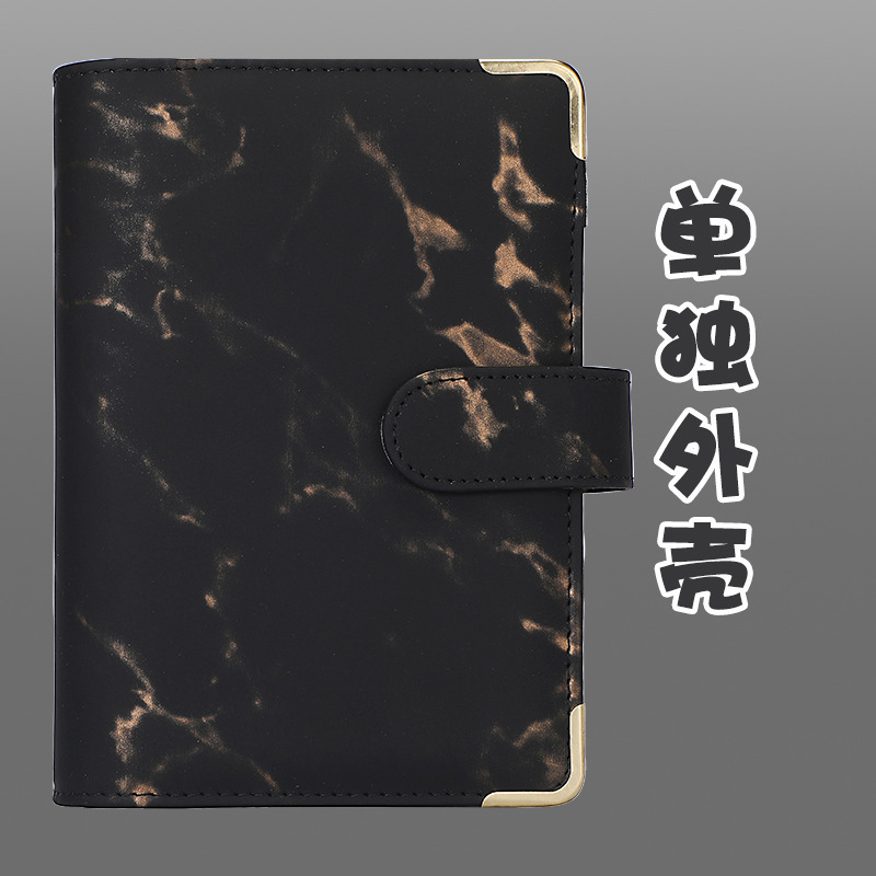 现货跨境a6大理石纹手账本皮革6孔活页本现金预算本活页夹笔记本|undefined