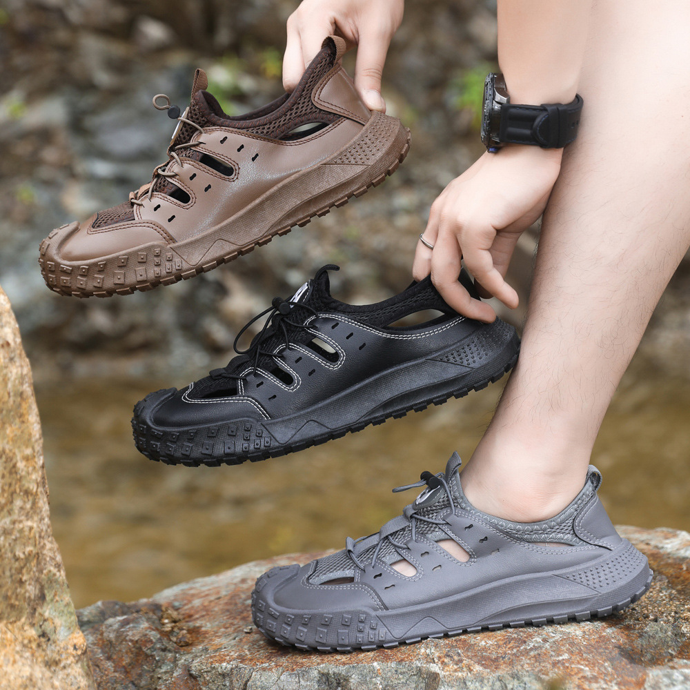 Nuevas sandalias de verano de tamaño grande, moda casuales, zapatos de playa deportivos transpirables y cómodos, zapatos de hombre con suela suave