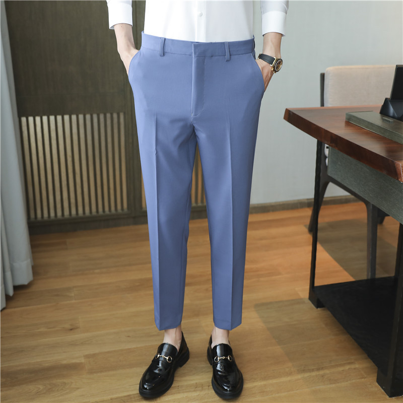 Pantalones de traje de verano nuevos hombres Pantalones de traje de estilo británico pantalones de traje de ajuste delgado pantalones cortos de hombres de moda guapos pantalones de traje de Corea del Sur hombres