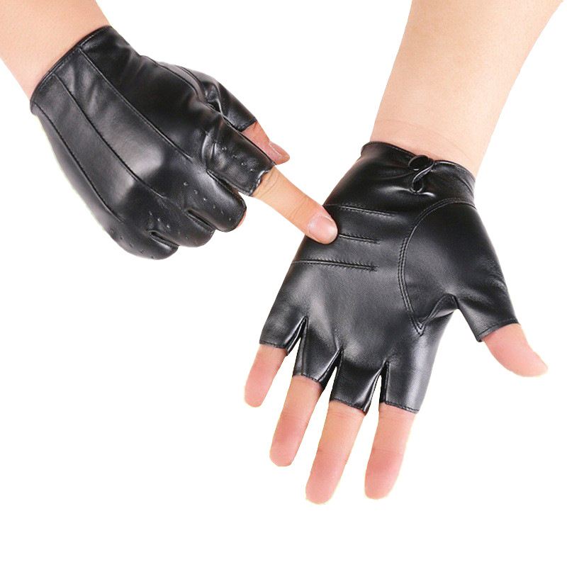 Hombres y mujeres tres tendón medio dedo guantes de cuero al aire libre hip-hop Pupi club nocturno damas rendimiento danza guantes