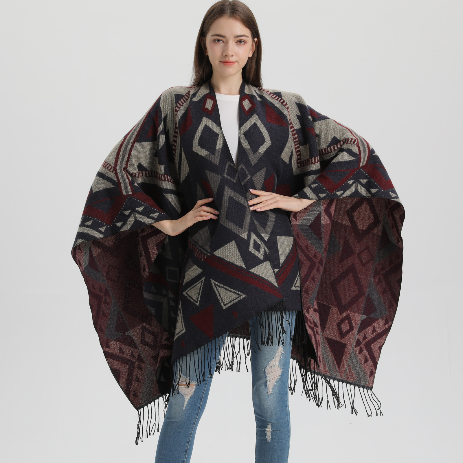Foreign trade new Bohemian shawl European and American fashion padded cashmere dual-purpose scarf cape factory wholesale