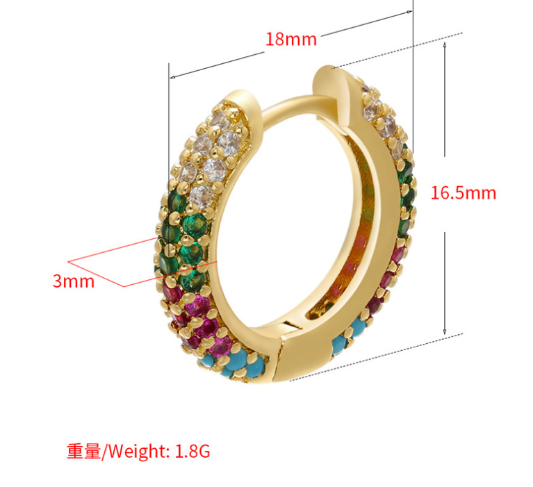 Housewarming, Anniversary, Business, Wedding, Travel, Birthday, Festival Occasion Copper Material Geometric Pattern Unisex Gender Micro-inlaid Colored Diamond Earrings Simple And Small Double-sided Zircon Copper Earrings Jewelry Accessories