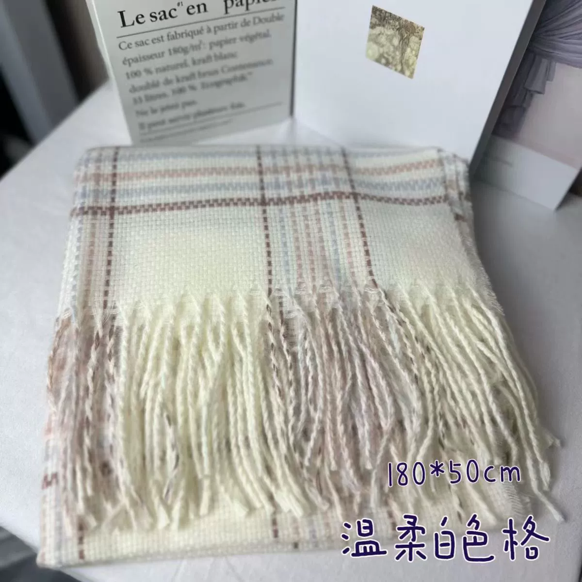 Winter demi-season scarf, knitted universal keep warm cloak made of faux fur, high-quality style, Korean style