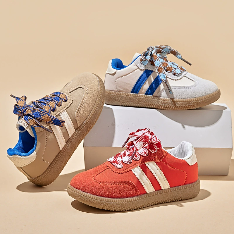 Кроссовки для девочек, осень 2025, новый корейский стиль, простые немецкие тренировочные туфли для детей старшего возраста, модные разноцветные кроссовки в стиле Cortez.