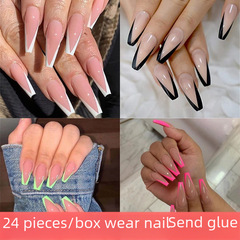 歐美風長款法式甲片芭蕾款穿戴甲成品指甲貼片穿戴甲false nail