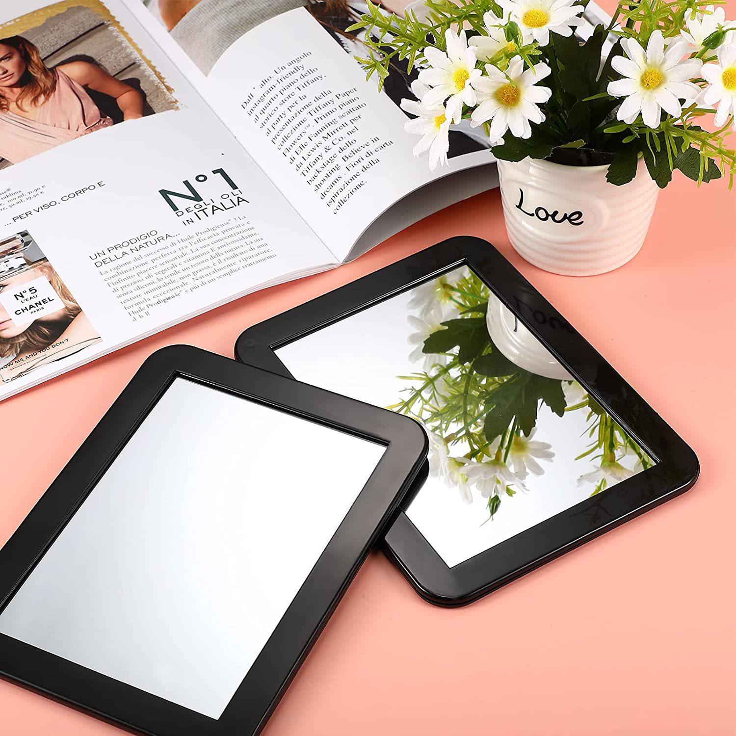 Refrigerador, baño, armario de hierro, plástico con espejo cosmético magnético, espejo magnético multiusos rectangular en la pared