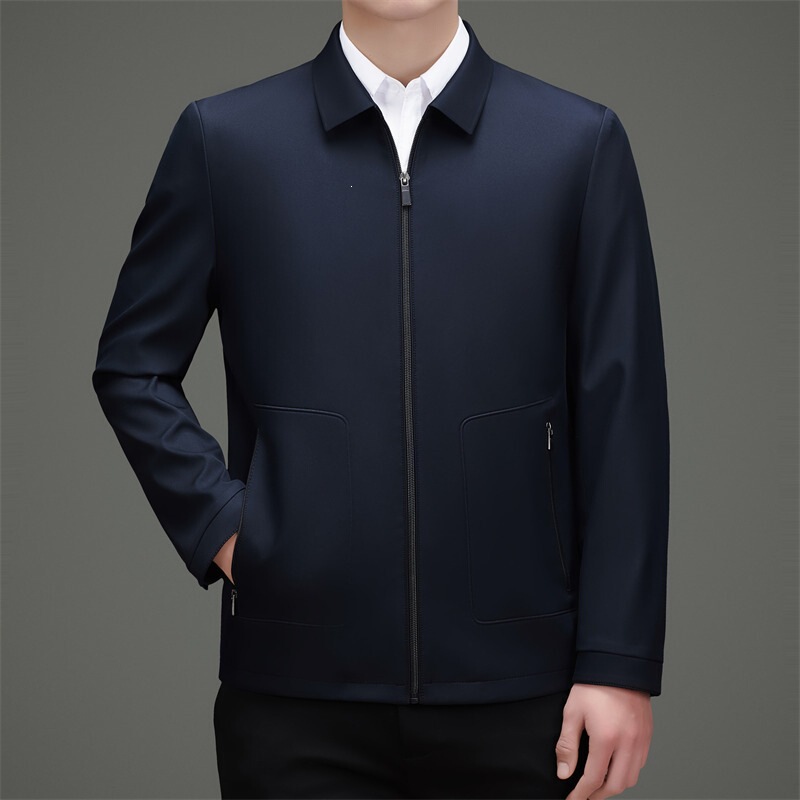 High-end brand men's business casual jacket 2026 spring and autumn collection, silk business casual top, middle-aged dad's outerwear High-end brand men's business casual jacket 2026 spring and autumn collection, silk business casual top, middle-aged dad's outerwear
