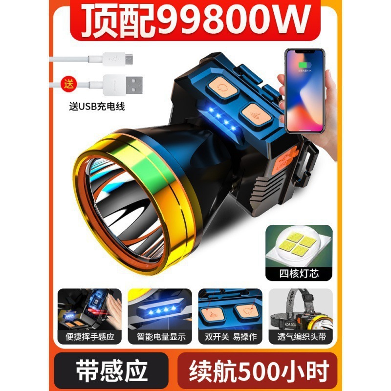批发手电筒强光户外超亮带头上电工头灯充电续航户外防水|undefined