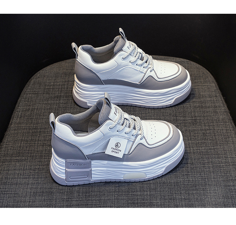 2025 Spring New Style Height-Increasing White Single Shoes Full Leather Thick Sole Casual Fashion Versatile Women's_vogvips.com