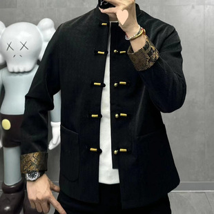 Men's Spring Style Light Luxury Fashion Trendy Comfortable Simple Personality Retro Long-Sleeve Chinese Style Tang Suit Jacket