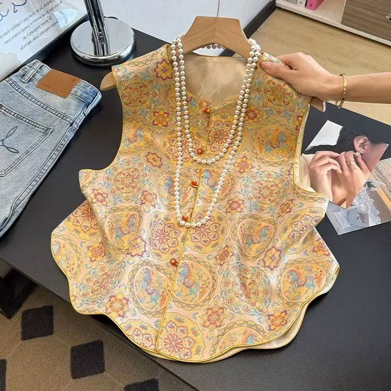 Double-Sided Reversible 2026 Early Spring New Style Chinese National Style Sichuan Brocade Song Brocade Jacquard Retro Vest Gilet Double-Sided Reversible 2026 Early Spring New Style Chinese National Style Sichuan Brocade Song Brocade Jacquard Retro Vest Gilet