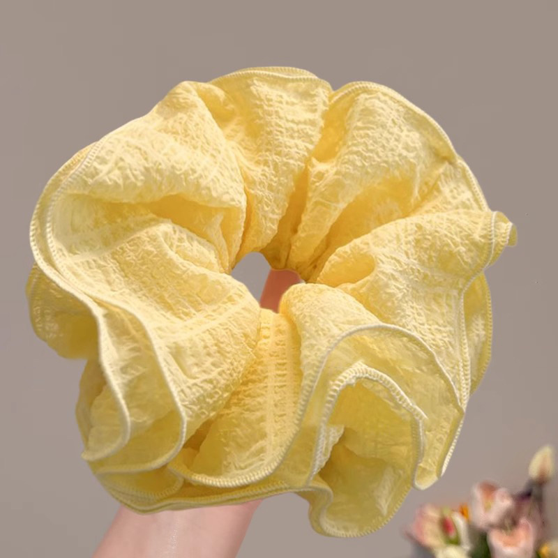 Corbata de pelo de intestino de lunares de crema grande coreana, gomas de goma de cola de caballo suaves para mujer, accesorios para el cabello de bola, accesorios para el cabello, cuerda para la cabeza