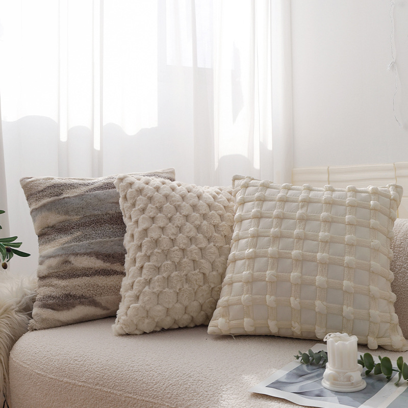 Cream style plush pillow set Living room sofa waist pillow bedside bay window decorative cushion without pillow core wholesale