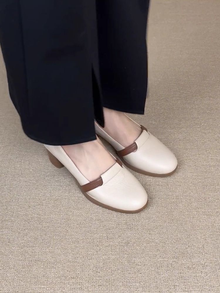 2026 nuevos zapatos de verano para mujeres de hadas francesas suaves zapatos poco profundos zapatos lefour de talón grueso