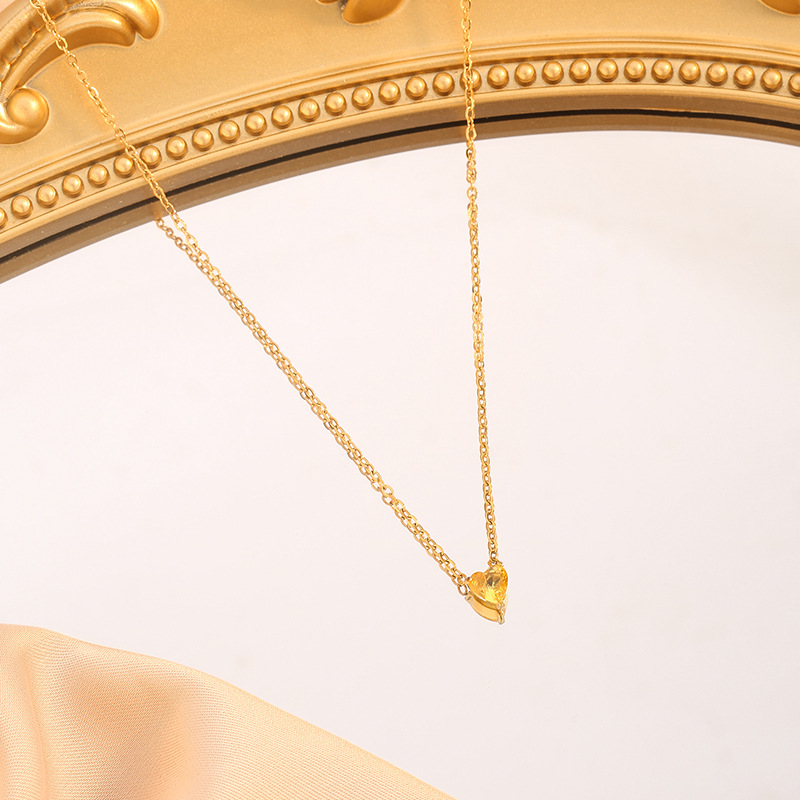 Wholesale Jewelry Simple Style Classic Style Heart Shape Titanium Steel Plating Pendant Necklace Cable Chain display picture 7