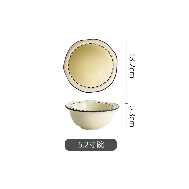 Estilo japonés vajilla de cerámica del hogar bajo vidriado color tazón plato de arroz mulanxi alto valor de color Tazón de fuente plato celebridad de Internet plato traje