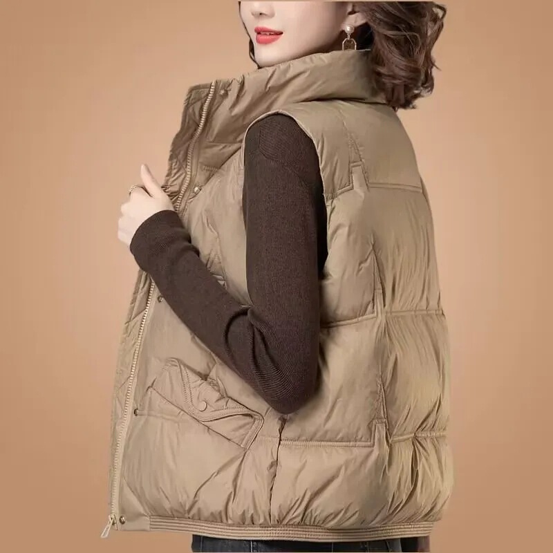 Down Cotton Vest Women's Winter New Loose Outer Wear Thickened Short Fashionable Warm Waistcoat Vest Coat