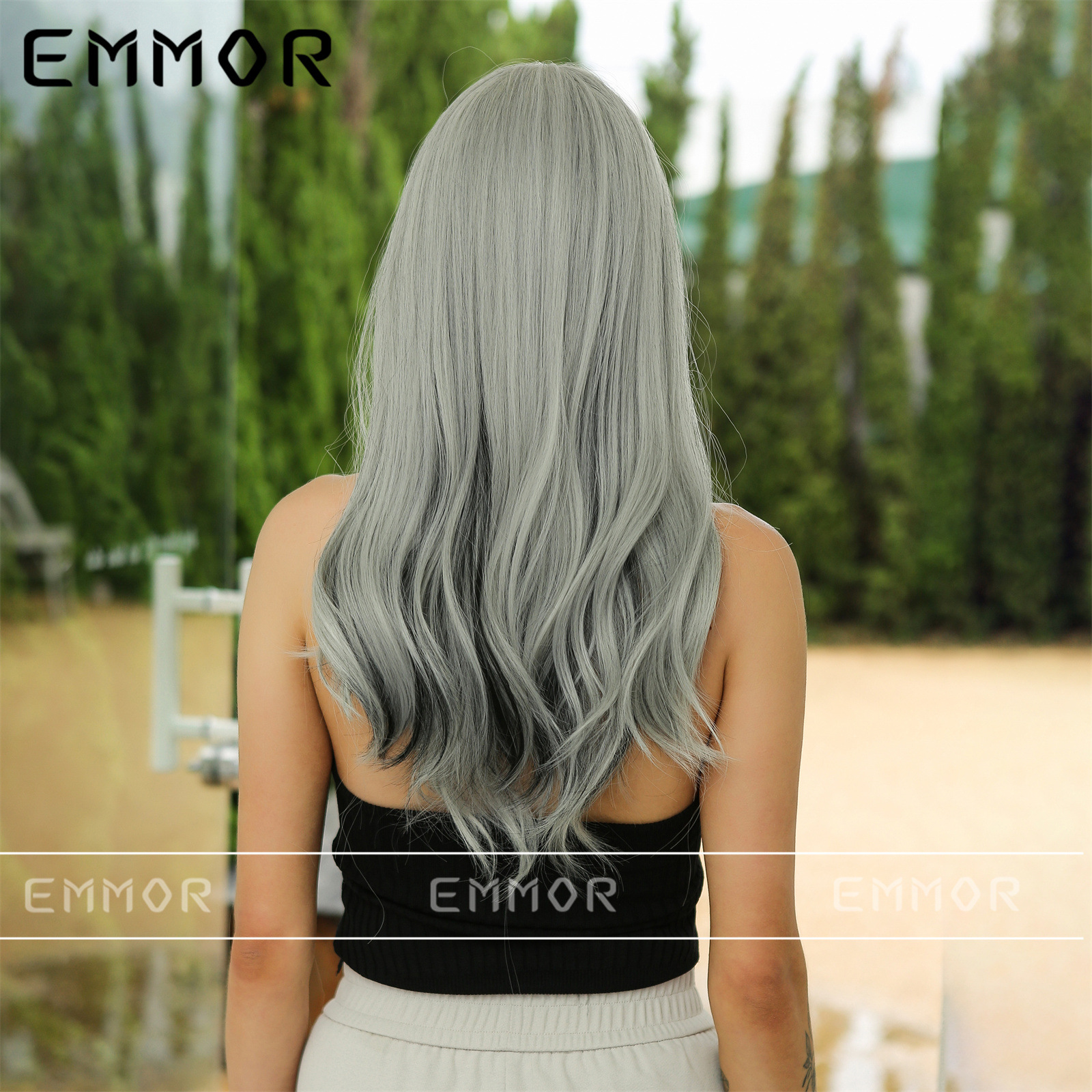 Elegante up Air Bangs color largo Pelo Rizado diario Fecha de fiesta atmósfera llena simulación peluca cabeza cubierta