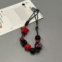 甜酷風黑紅kt貓適用於手機殼鏈條ccd相機掛鏈包包鑰匙耳機套掛件