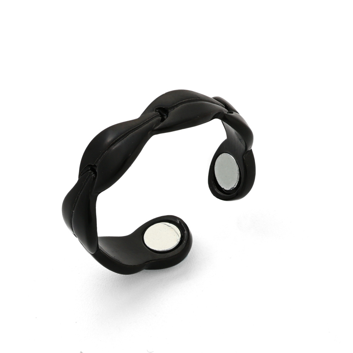 Pulseras de pareja populares europeas y americanas, joyería de metal con superficie lisa, magnética, ajustable y de extremo abierto para hombres y mujeres.