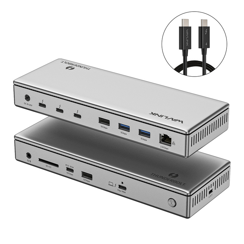 WAVLINK Thunderbolt 4-wire/dock 40Gbps Transmission 98w PD Single 8k or Dual 4k Monitor WAVLINK Thunderbolt 4-wire/dock 40Gbps Transmission 98w PD Single 8k or Dual 4k Monitor
