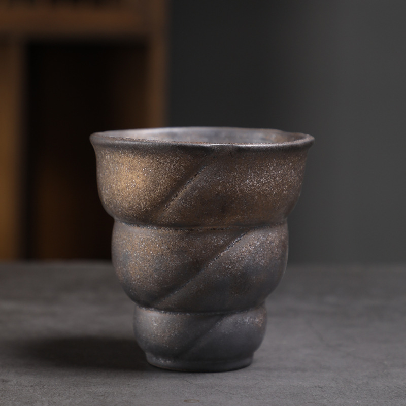 Top Quality Vintage Ceramic Coffee Kiln-Fired Cup, Middle Eastern Handleless Mug, Vintage Rustic Pottery Breakfast Cup_voghion.com