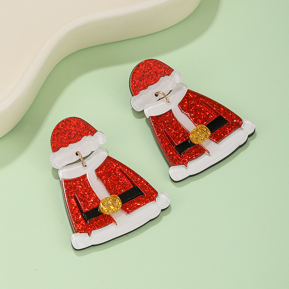 Acrylic Material 1 Pair IG Style Santa Claus Elk Arylic Drop Earrings