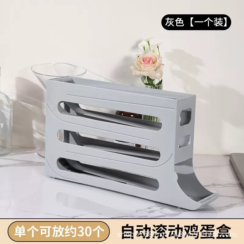 Caja de almacenamiento de huevos rodantes deslizantes para almacenar refrigerador doméstico puerta lateral de la cocina para recoger el artefacto de huevos nuevo marco automático de huevos rodantes