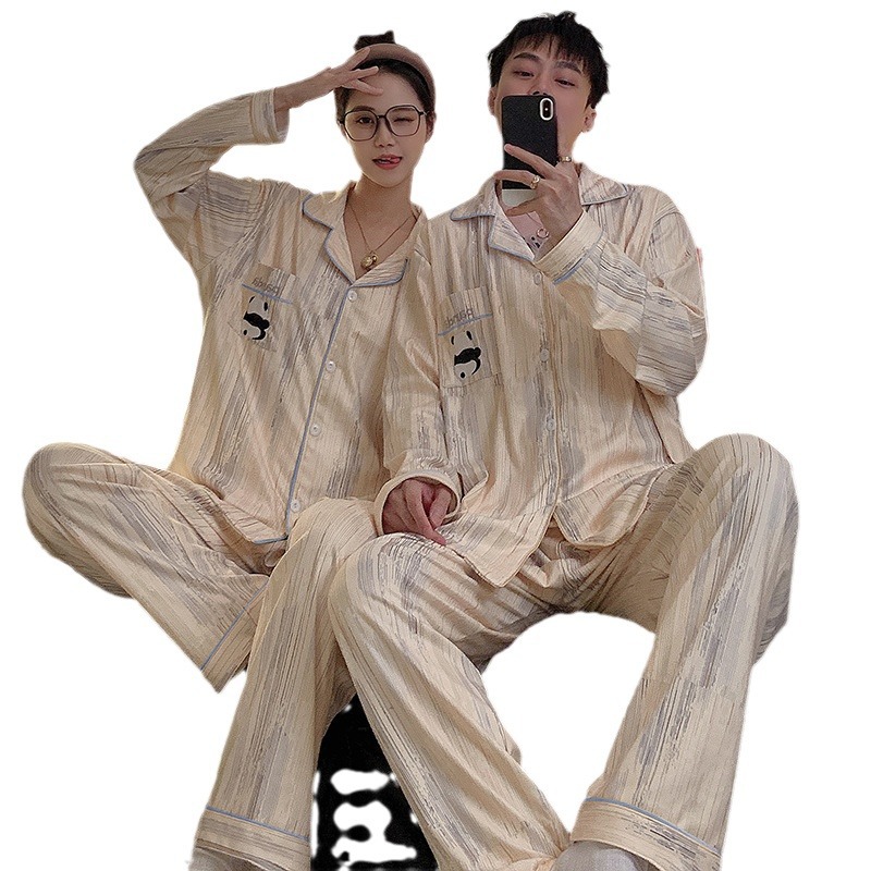 De terciopelo Panda pareja pijamas Otoño e Invierno de manga larga felpa cálido mar isla terciopelo hombres y mujeres de primavera y otoño traje de desgaste para el hogar