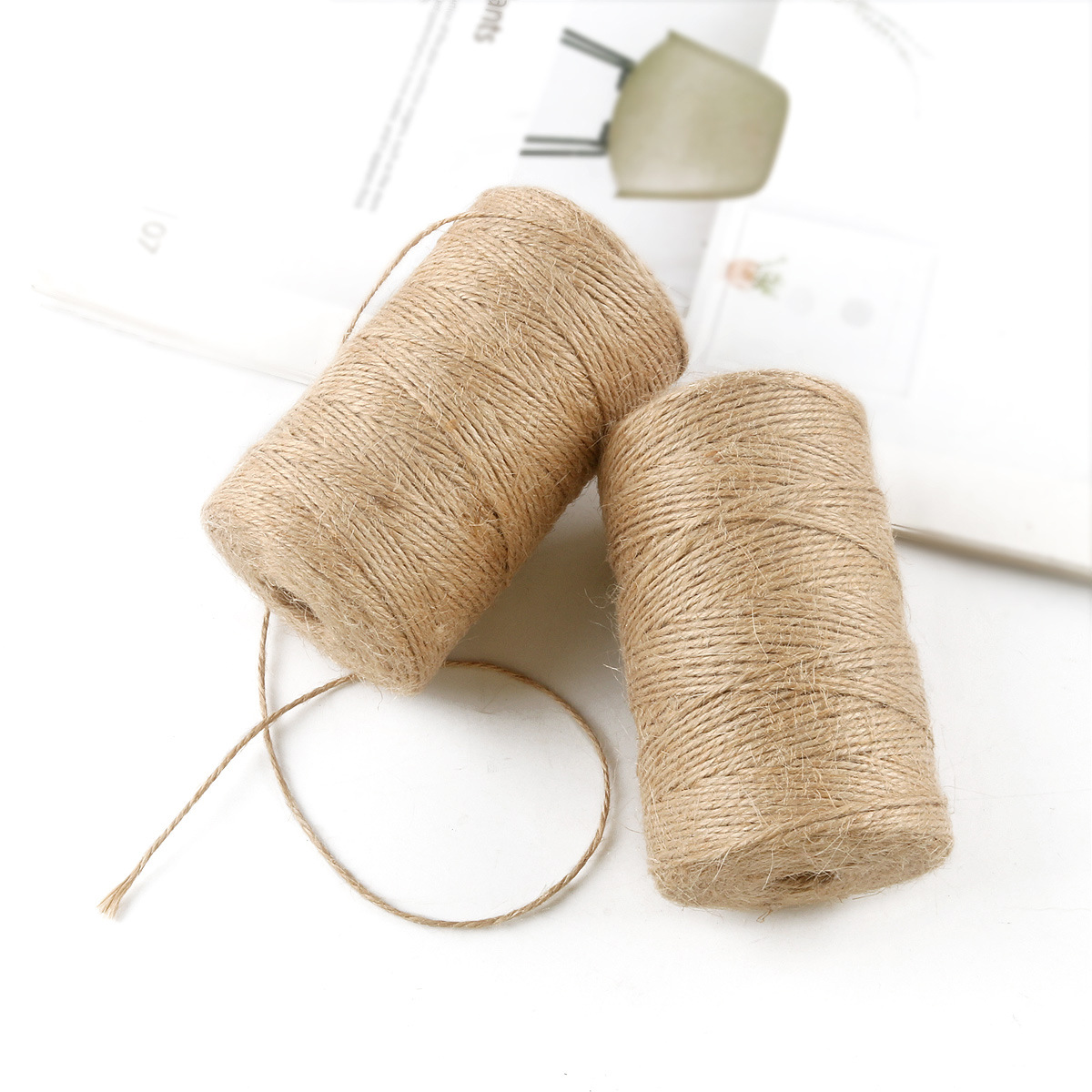 DIY麻绳 三股黄麻线编织 吊牌彩色麻绳 zakka包装麻绳150米