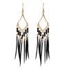 Cross -border explosion diamond -shaped color rice beads fine feather earrings in Pohemian court wind feathers ym800