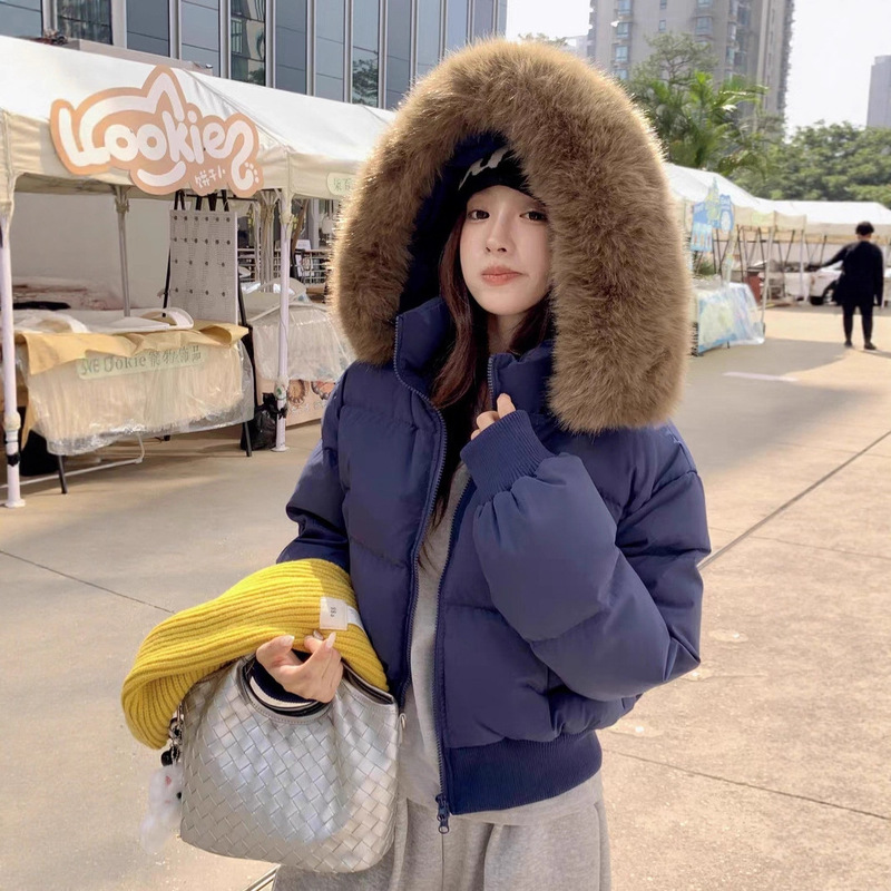 Waist-Cinching Short down Jacket for Women 2025 New Style with Large Fur Collar, 90% White Duck Down, Petite Winter Coat