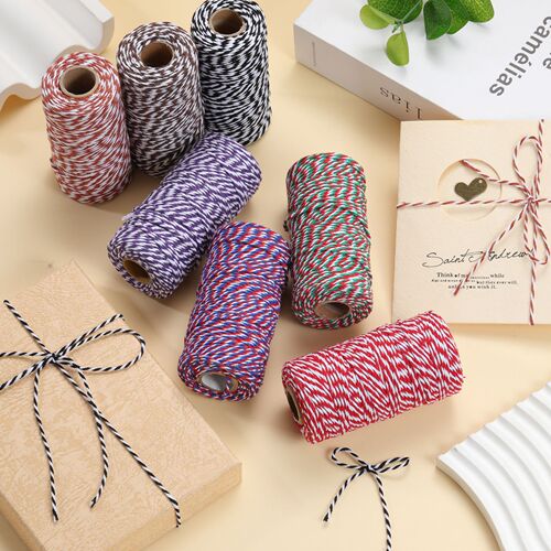 2mm Colored Cotton Rope for Zongzi Wrapping, European and American Wedding and Christmas Decoration Packaging Thread, Solid Cotton Rope 100m