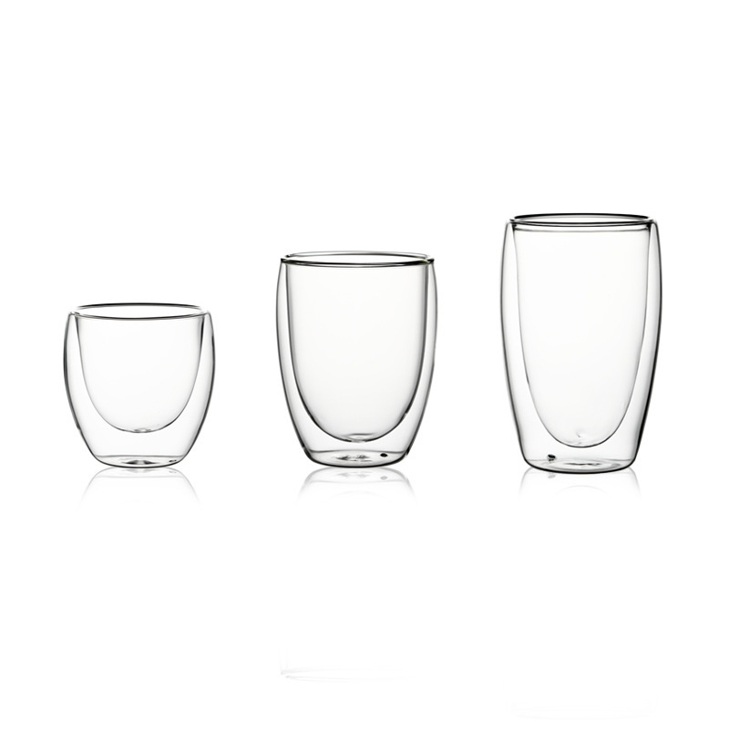 Taza de vidrio de doble capa de aislamiento térmico y anti-escaldado de alto valor creativo en forma de huevo jugo de leche taza de agua de vidrio de café taza de té