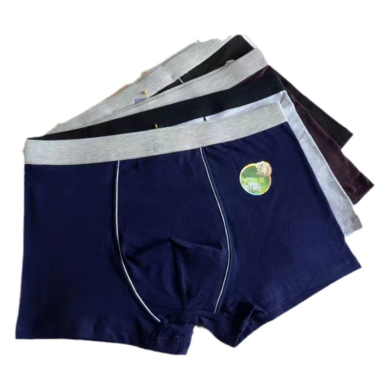 Мужские однотонные трусики-боксеры с принтом из чистого хлопка, серия трусов-боксеров со средней талией для мужчин, прямые поставки Yueba