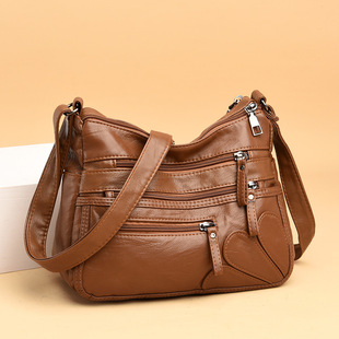 Middle-Aged and Elderly Women's Bags 2025 New Women's Soft Leather Backpack Large Capacity Single Shoulder Crossbody Bag Middle-Aged Mother Bag