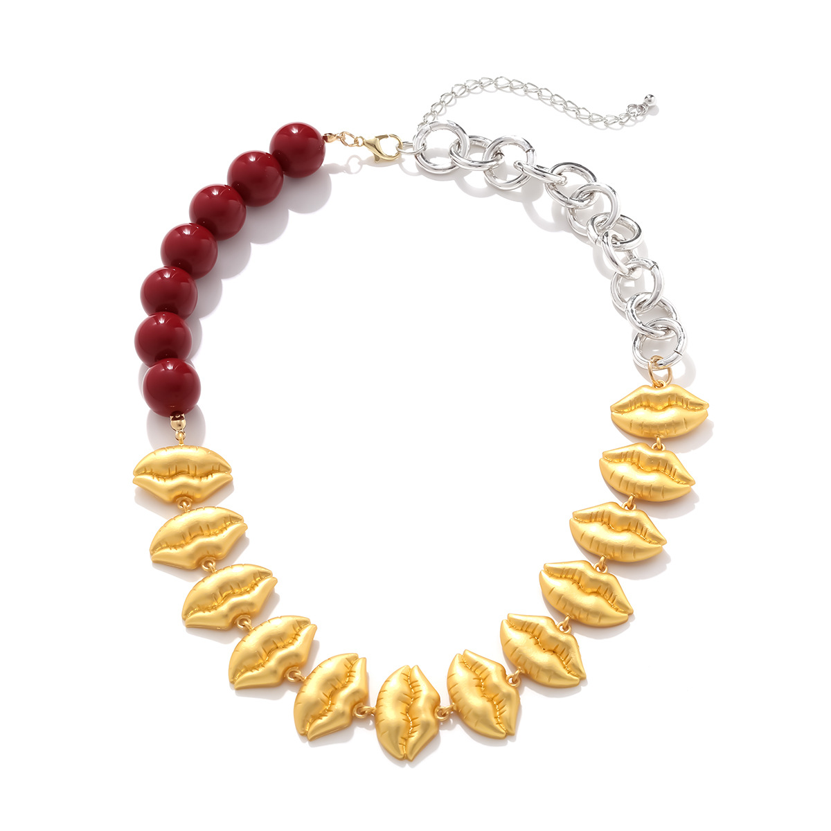 68g Weight Elegant Modern Style Lips Alloy Resin Aluminum Lobster Trigger Clasp Closure Beaded Necklaces Wholesale