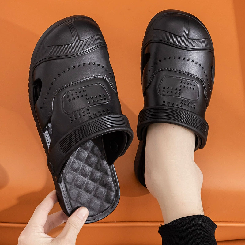 Мужские сандалии Баотоу 2025, новые пляжные туфли на толстой подошве для лета, для папы, нескользящие, для вождения, сандалии и шлепанцы