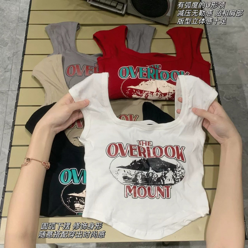 Diseño puro deseo de letra impresa chaleco de cabina nueva chica caliente delgada y delgada ropa interior de espalda pequeña